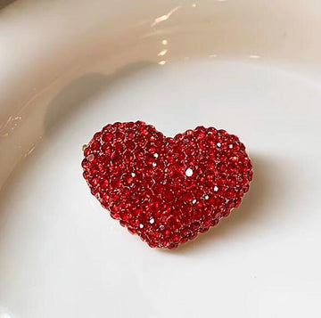 XSB118 - Red Heart Diamond Saree Brooch